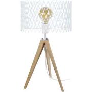 Lampes de bureau Tosel Lampe de chevet trépied bois naturel et blanc