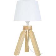 Lampes de bureau Tosel Lampe de chevet trépied bois naturel et blanc