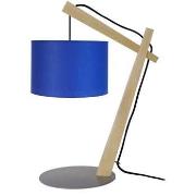 Lampes de bureau Tosel Lampe de chevet arqué bois naturel et bleu