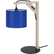 Lampes de bureau Tosel Lampe de chevet carré bois naturel et bleu