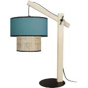 Lampes de bureau Tosel Lampe a poser articulé bois naturel et bleu