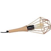 Lampes de bureau Tosel Lampe a poser lanterne bois naturel et cuivre