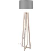 Lampadaires Tosel Lampadaire colonne bois naturel et gris