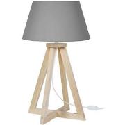 Lampes de bureau Tosel Lampe de chevet colonne bois naturel et gris