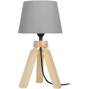 Lampes de bureau Tosel Lampe de chevet trépied bois naturel et gris