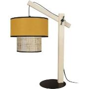 Lampes de bureau Tosel Lampe a poser articulé bois naturel et jaune