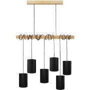 Lustres, suspensions et plafonniers Tosel Lustre bar bois naturel et n...