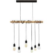 Lustres, suspensions et plafonniers Tosel Lustre bar bois naturel et n...