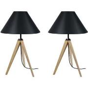 Lampes de bureau Tosel Lampe de chevet trépied bois naturel et noir