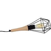 Lampes de bureau Tosel Lampe a poser lanterne bois naturel et noir