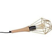 Lampes de bureau Tosel Lampe a poser lanterne bois naturel et or