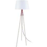 Lampadaires Tosel Lampadaire trépied bois naturel et rouge