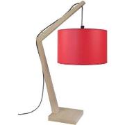 Lampes de bureau Tosel Lampe de chevet arqué bois naturel et rouge