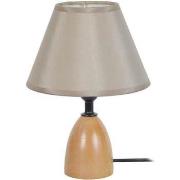 Lampes de bureau Tosel Lampe de chevet conique bois naturel et taupe