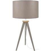 Lampes de bureau Tosel Lampe de chevet trépied bois naturel et taupe