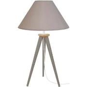 Lampes de bureau Tosel Lampe de chevet trépied bois naturel et taupe