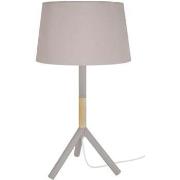 Lampes de bureau Tosel Lampe a poser droit bois naturel et taupe