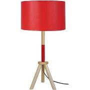 Lampes de bureau Tosel Lampe a poser trépied bois naturel,rouge et bla...