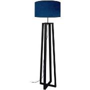 Lampadaires Tosel Lampadaire colonne bois noir et bleu