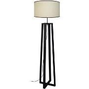 Lampadaires Tosel Lampadaire colonne bois noir et créme