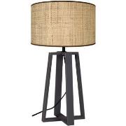 Lampes de bureau Tosel Lampe de chevet colonne bois noir et crème