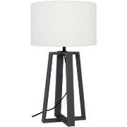 Lampes de bureau Tosel Lampe de chevet colonne bois noir et écru