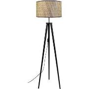 Lampadaires Tosel Lampadaire trépied bois noir et Jute