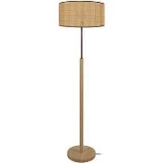 Lampadaires Tosel Lampadaire droit bois naturel et crème paille