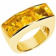 Bijoux Orusbijoux Bague Seth Argent Doré Pierre Carré Citrine