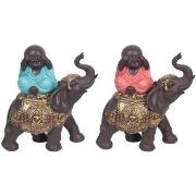 statuettes et figurines Signes Grimalt Bouddha Sur Éléphant Set 2U