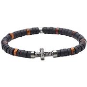 Bracelets Sixtystones Bracelet Heishi Tigre Croix Acier-Large-20cm