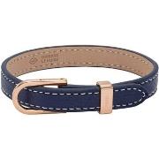 Bracelets Fossil Bracelet Heritage D-Link en cuir bleu
