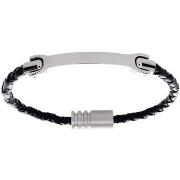 Bracelets Brillaxis Bracelet homme acier cuir tressé et plaque