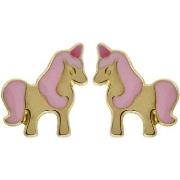 Boucles oreilles Brillaxis Boucles d'oreilles Licorne laque rose or