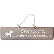 Tableaux, toiles Qualiart Plaque décorative en bois taupe - Chien doci...