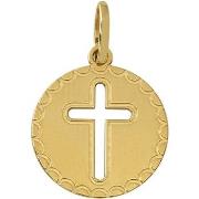 Pendentifs Brillaxis Médaille or jaune 18 carats croix ajourée