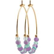 Boucles oreilles Brillaxis Créoles perles mauves