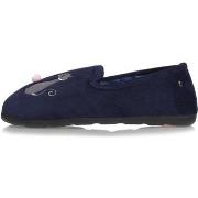 Chaussons Isotoner Chaussons charentaises Femme Marine broderie Chat