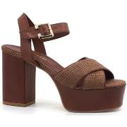 Chaussures Paola Ferri Nizza Rafia Sandalo Chunky Tacco Brown D7460