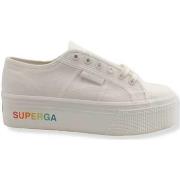 Chaussures Superga 2790 Platform Sneaker White Avorio Rainbow S7113KW