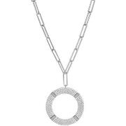 Collier Orusbijoux Collier Argent Rhodié Cercle Moderne Sertie De Zirc...