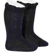 Chaussettes enfant Condor hautes unies avec dentelle sur bordure