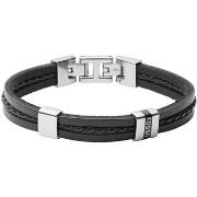 Bracelets Fossil Bracelet homme Leather Essential cuir noir