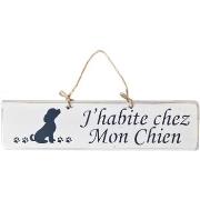 Tableaux, toiles Qualiart Plaque en bois blanche - J'habite chez Mon C...