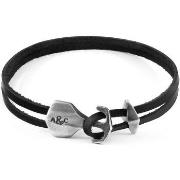 Bracelets Anchor &amp; Crew Bracelet Ancre Delta Argent Et Cuir Plat