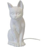 Lampes à poser Faye Lampe à poser en porcelaine blanche chat 27 cm