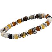 Bracelets Jourdan Bracelet homme Lewis agate café acier