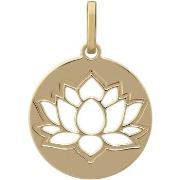 Pendentifs Brillaxis Médaille or jaune 18 carats fleur de lotus ajouré...