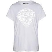 T-shirt Ed Hardy Tiger glow tape crop tank top white