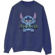 Sweat-shirt Disney Lilo And Stitch Ohana Blue Glitch